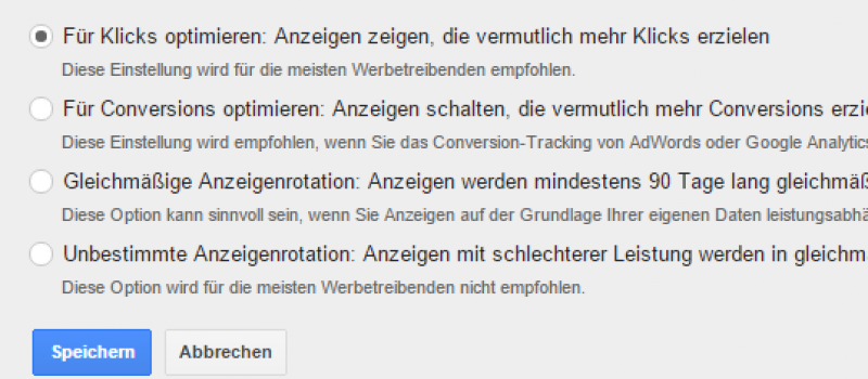 Einstellungen AdWords